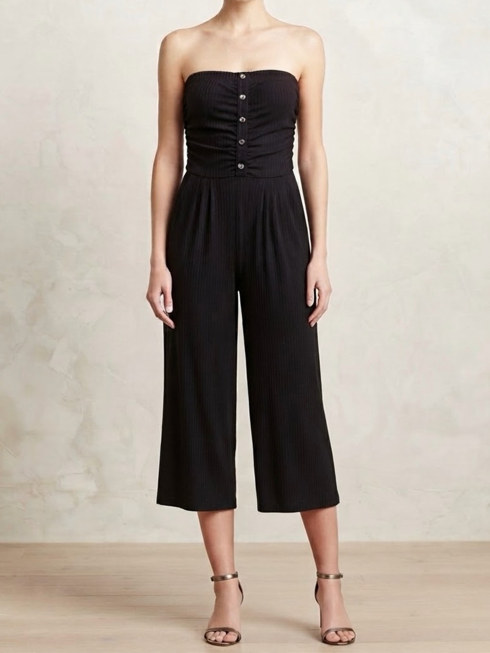 Strapless Wide-Leg Jumpsuit in Black